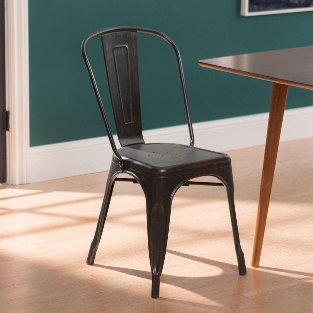 Walker Edison Metal Cafe Chair in Antique Black, , large