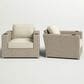 Hearth and Haven Outdoor Flat Arm Armchair Set with Gray Wicker in Cream (Set of 2), , large