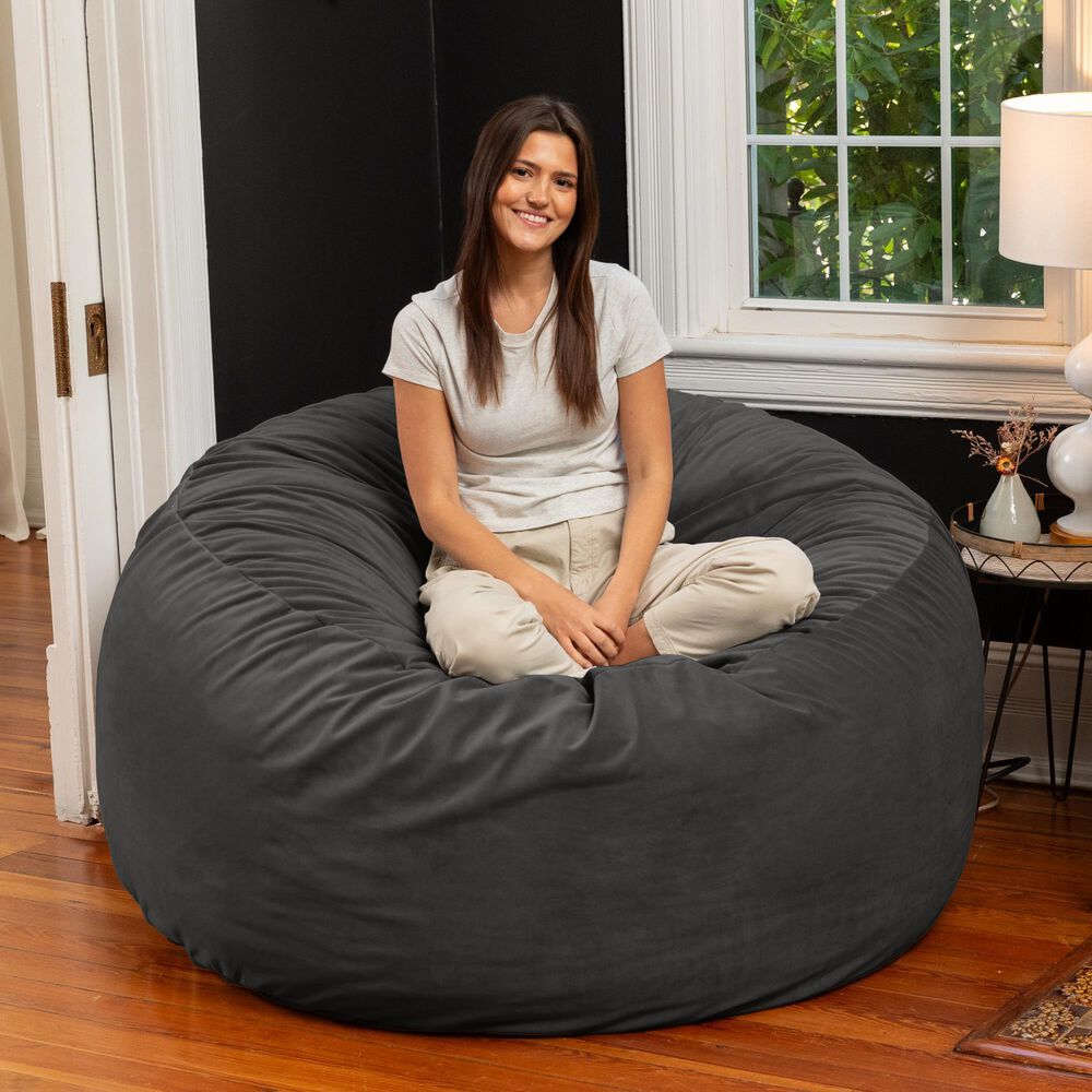Jaxx Saxx 5&#39; Large Round Bean Bag Chair in Black, , large