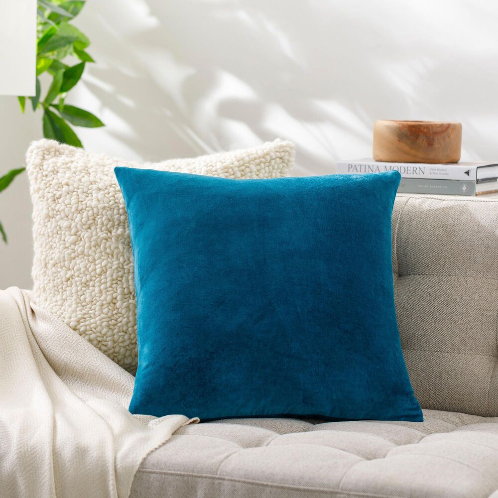 Surya 20&quot; Square Throw Pillow in Marine Blue, , large
