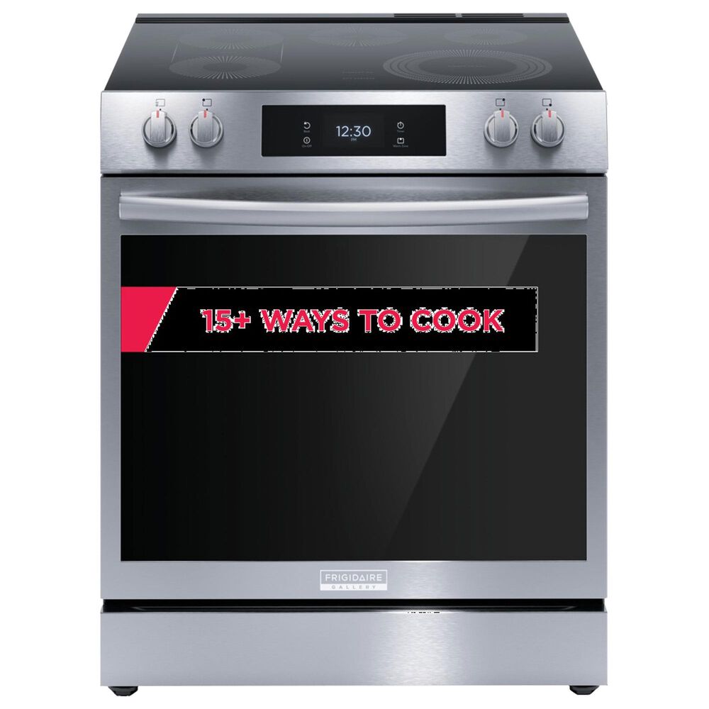 Frigidaire Gallery 3 Piece Kitchen Package with 25.6 Cu. Ft. 36&quot; Standard Depth Side-by-Side Refrigerator, 30&quot; Front Control Electric Range with Total Convection, &amp; 24&quot; Built-In Pocket Handle Dishwasher with CleanBoost in Stainless Steel, , large