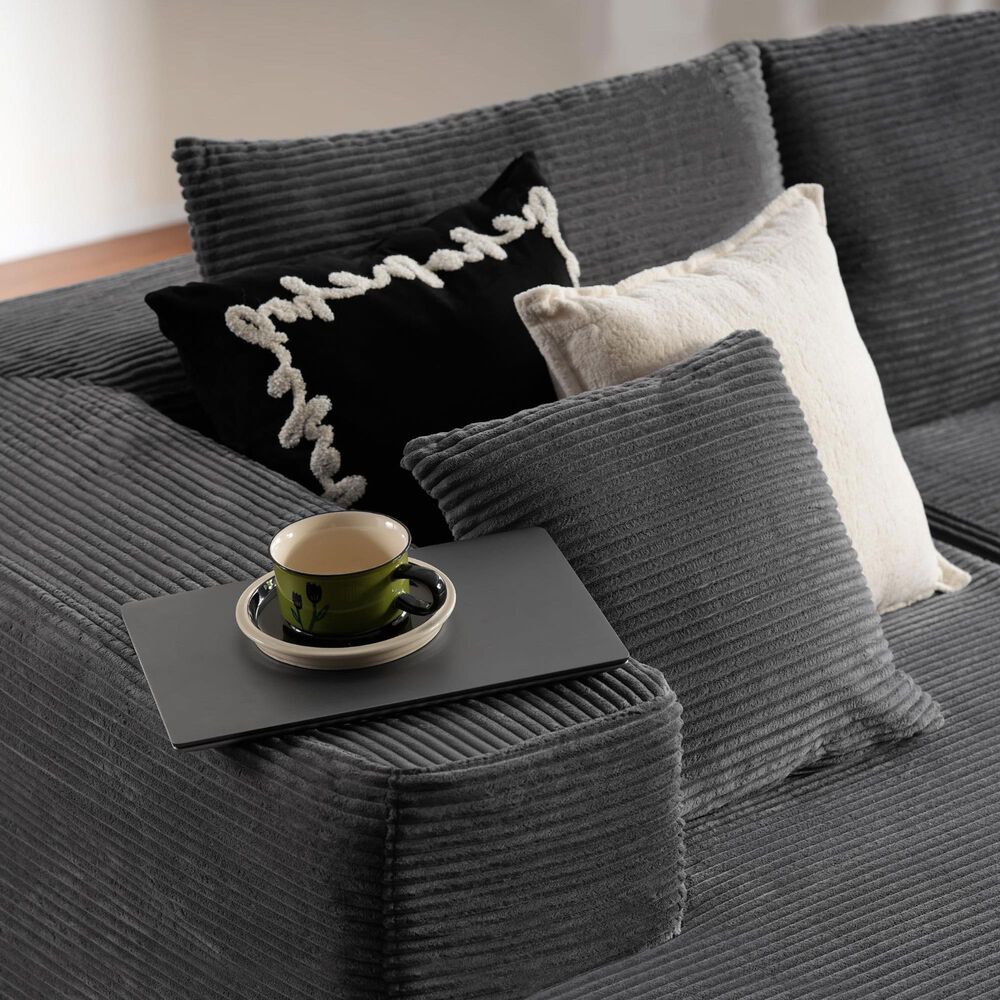 HOMLUX 104" Cloud Sectional Couch Upholstered Modular Sofa with Left L-Shape Chaise, Corduroy Fabric in Gray, , large