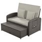HOMLUX Wicker Rattan Double Chaise Lounge in Grey, , large