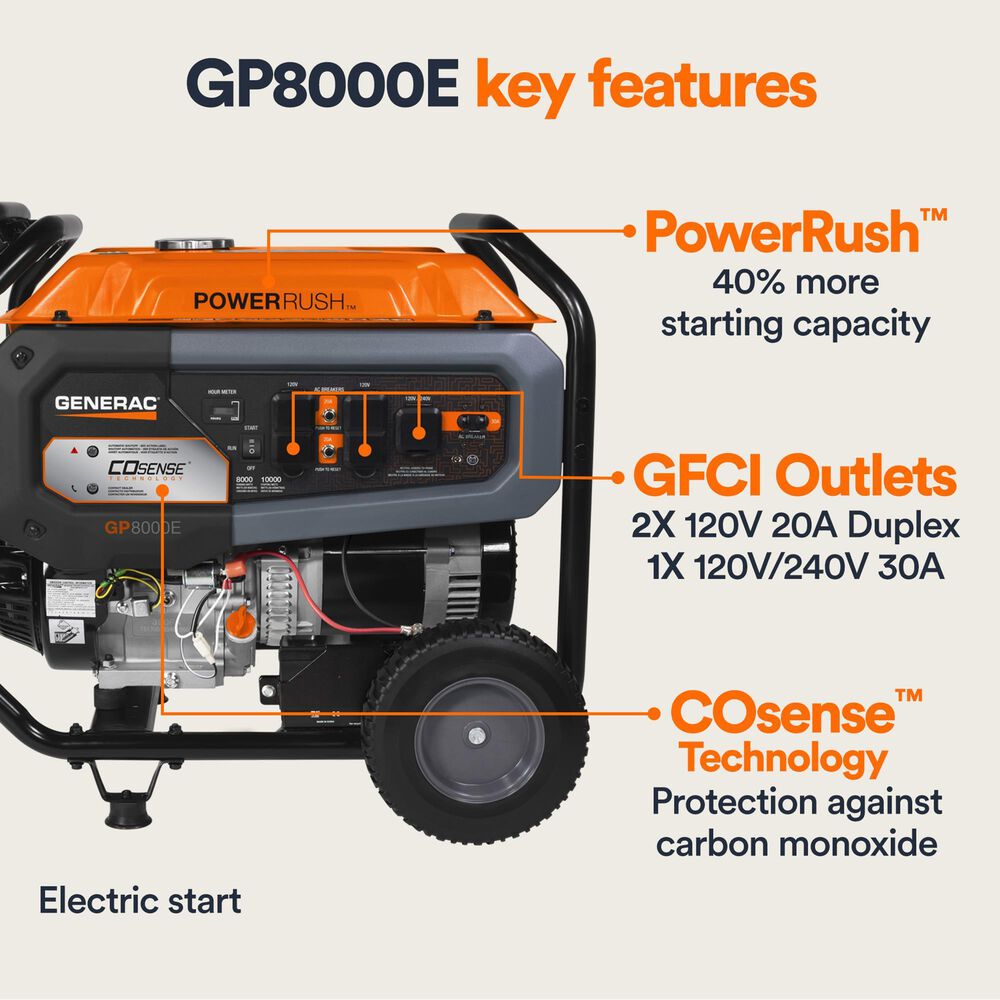 Generac 8000-Watt Portable Generator in Orange, , large