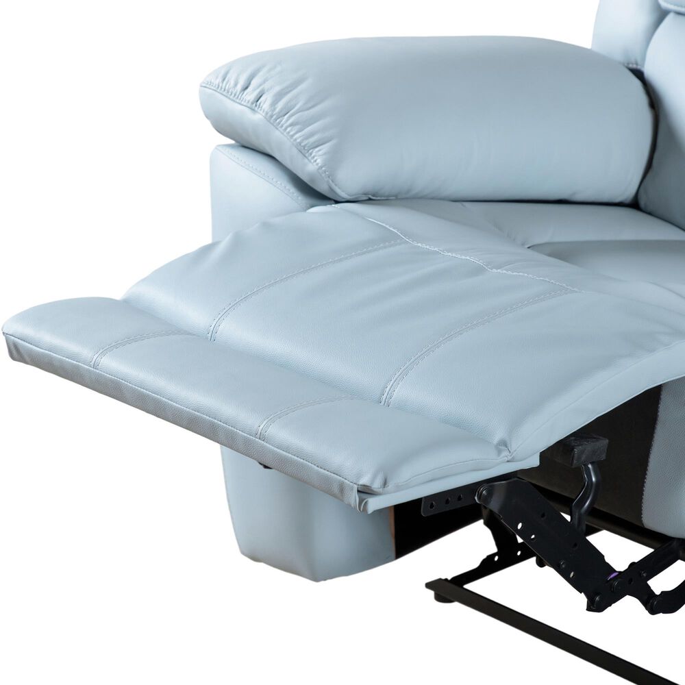 Furniture of America Glarus Manual Recliner Sofa and Loveseat Set in Powder Blue, , large