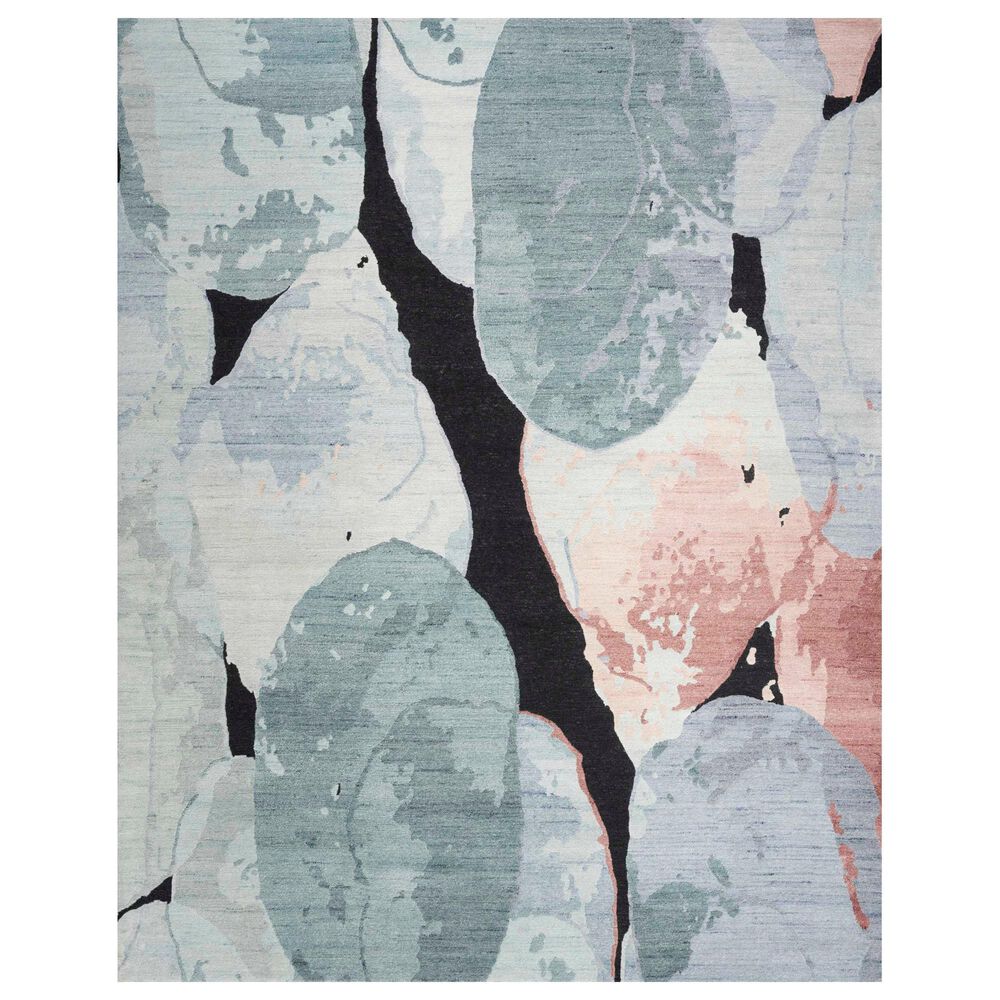 Nourison Silk Shadows 7"9" x 9"9" Blue, Black and Pink Area Rug, , large