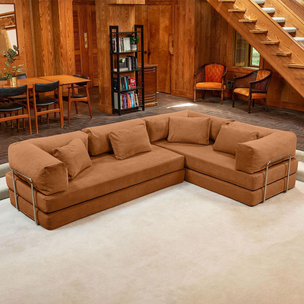 Jaxx Unsofa 2-Piece Modular Right Facing L-Shaped Sectional in Spice Orange, , large