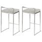 LumiSource Fuji 26" Stacker Counter Stool with Light Grey Cowboy Upholstery in Brushed Stainless Steel (Set of 2), , large