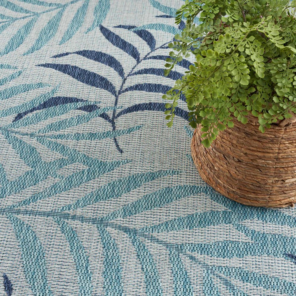 Nourison Garden Oasis Nature Blue 6&#39; x 9&#39; Indoor/Outdoor Area Rug, , large