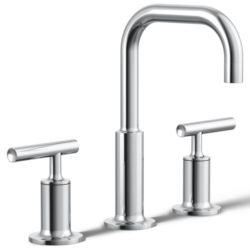 Kohler Purist Widespread Bathroom Sink Faucet with Lever Handles and High Gooseneck Spout in Polished Chrome, , large