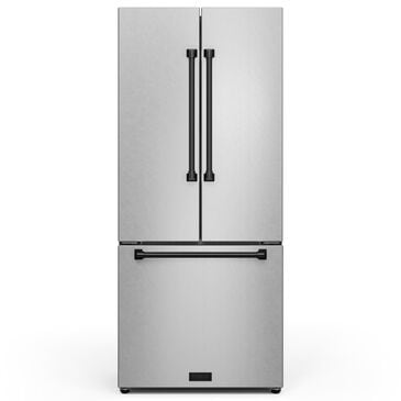 THOR KITCHEN Gordon Ramsay 17.5 Cu. Ft. Counter Depth French Door Refrigerator with Black Kit in Stainless Steel, , large