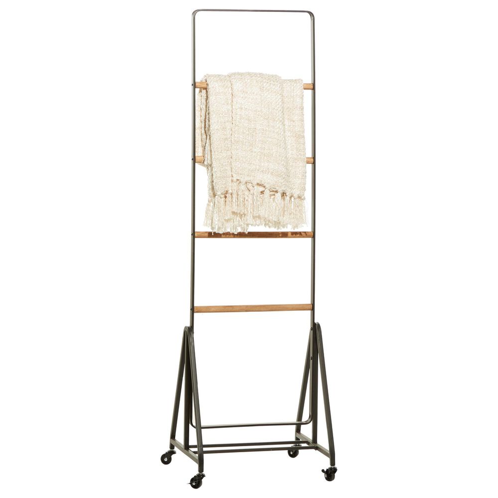 Maple and Jade 61" Industrial Shelving Unit in Black and Natural Brown, , large