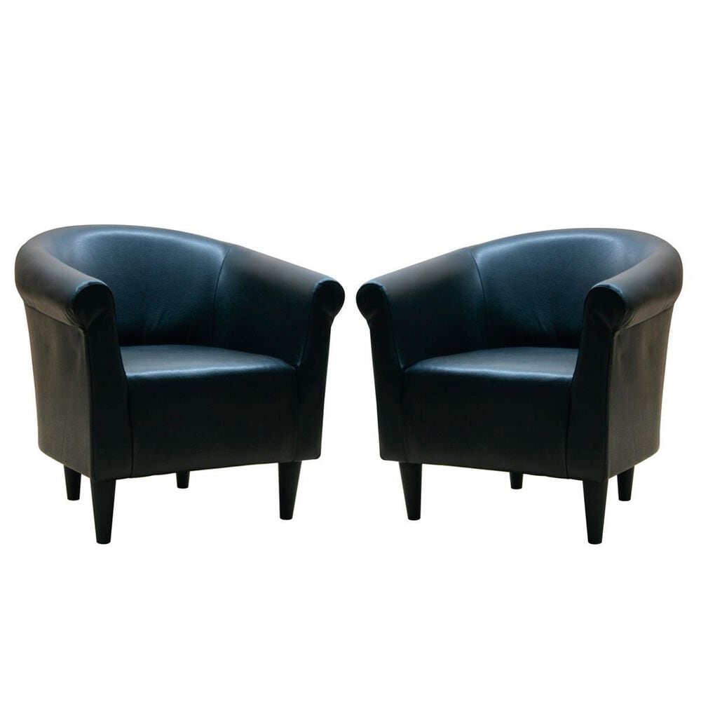 Overman International Corp Pair of Accent Chairs in Black Faux Leather, , large