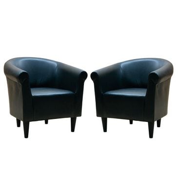 Overman International Corp Pair of Accent Chairs in Black Faux Leather, , large