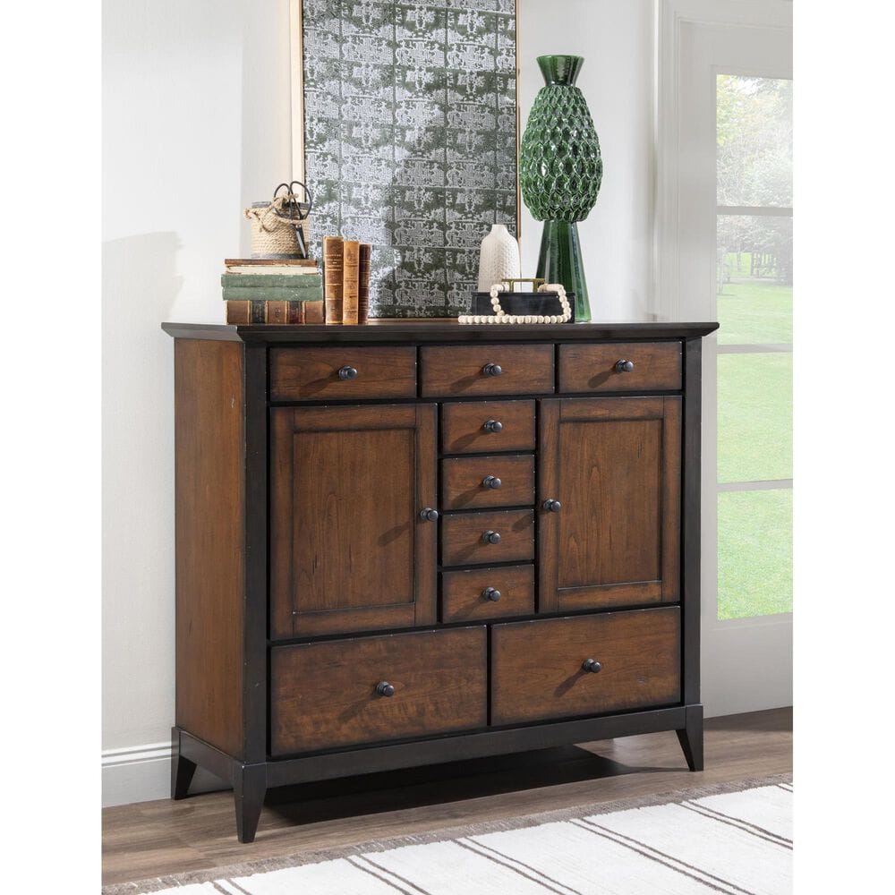 St Claire Home Fenmore 2-Door 9-Drawer Chest in Mocha and Distressed Cherry, , large