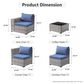 HOMLUX 6 Piece Outdoor Wicker Sectional Patio Furniture Set in Denim Blue, , large