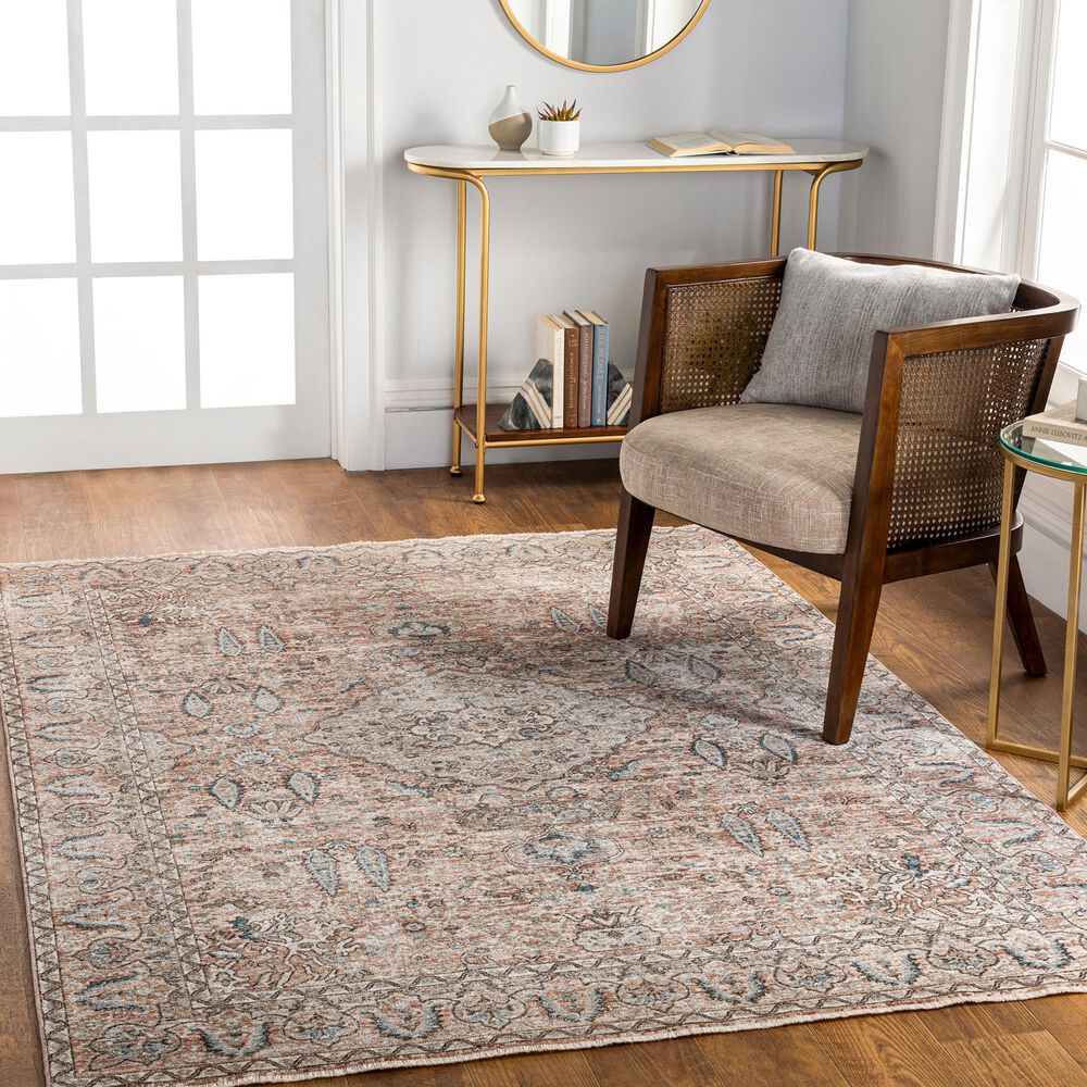 Surya Carlisle Oriental 5&#39;3&quot; x 7&#39;9&quot; Dusty Pink, Medium Brown, Cream, Pale Blue, Light Sage and Charcoal Area Rug, , large