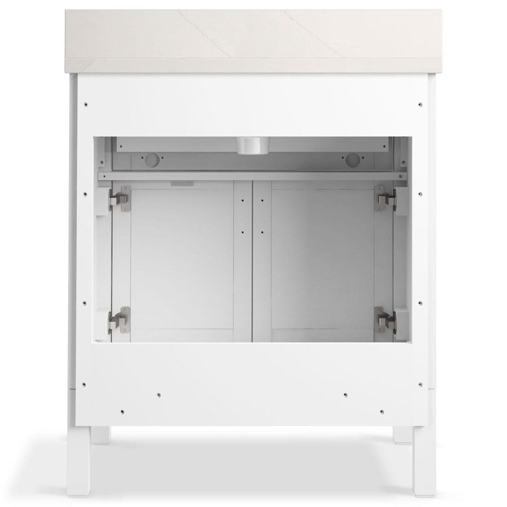 Kohler Hadron 30" Single Bathroom Vanity in White with 3 cm Bianco Bella Quartz Top and Oval Sink, , large