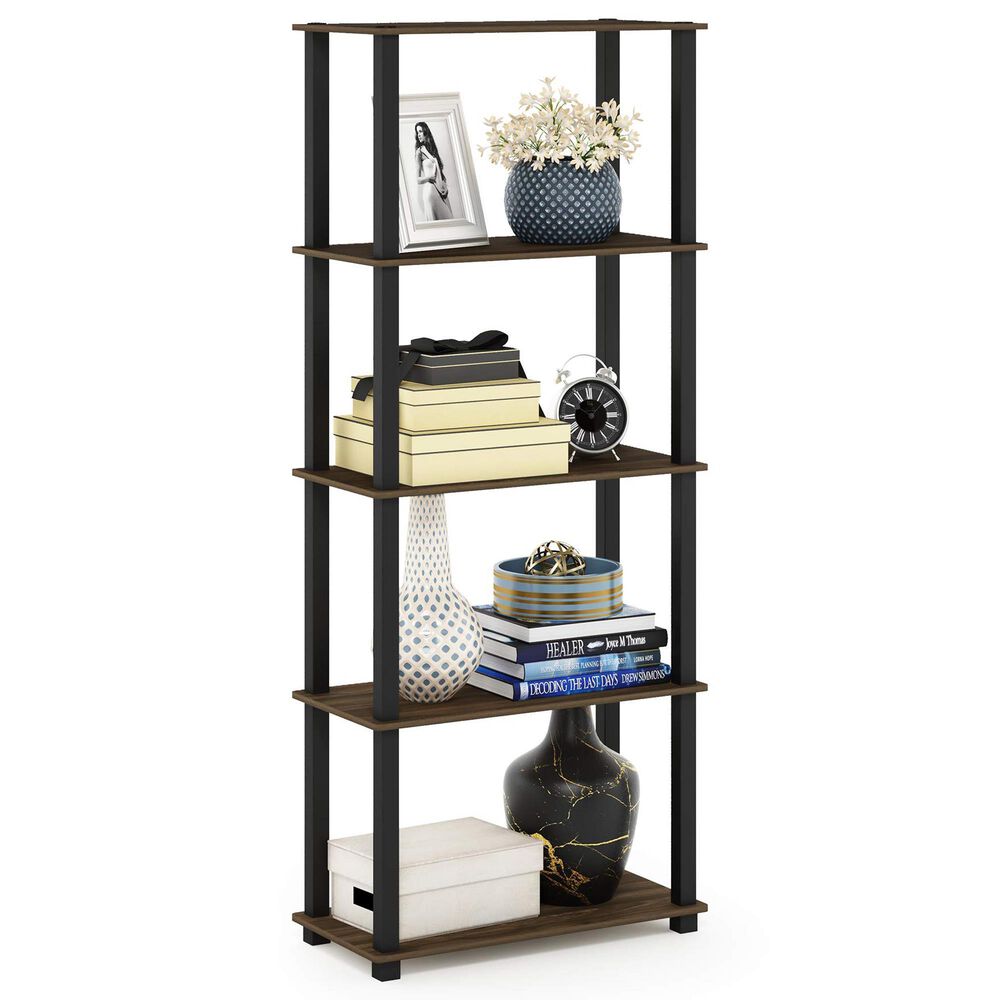 HOMLUX 5-Tier Display Rack in Columbia Walnut and Black, , large