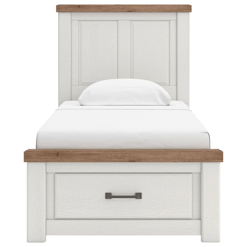 Ashley Savonport Twin Storage Panel Bed in White and Brown, , large