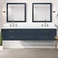 Lexora Home Castor 84" Double Bathroom Vanity in Blue with 2 cm White Cultured Marble Top and Rectangular Sinks, , large