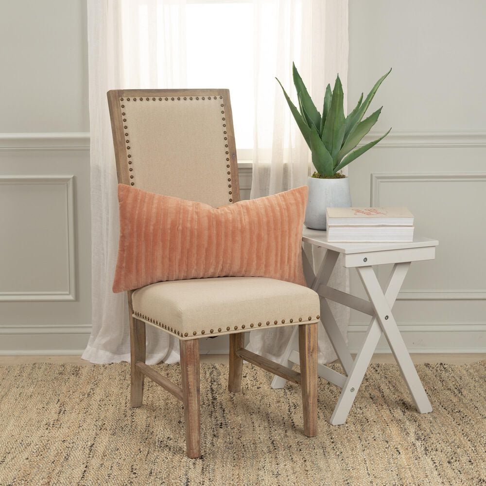Rizzy Home 14&quot; x 26&quot; Striped Down Filled Lumbar Pillow in Terra Cotta, , large