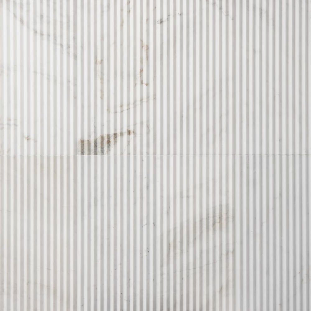 Soho Studio Carver Fluted Alaska White 12" x 24" Honed Marble Tile, , large
