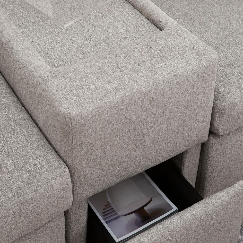 Ashley ModMax Luxe 3-Piece Symmetrical Sectional Sofa with Storage Console in Flint, , large