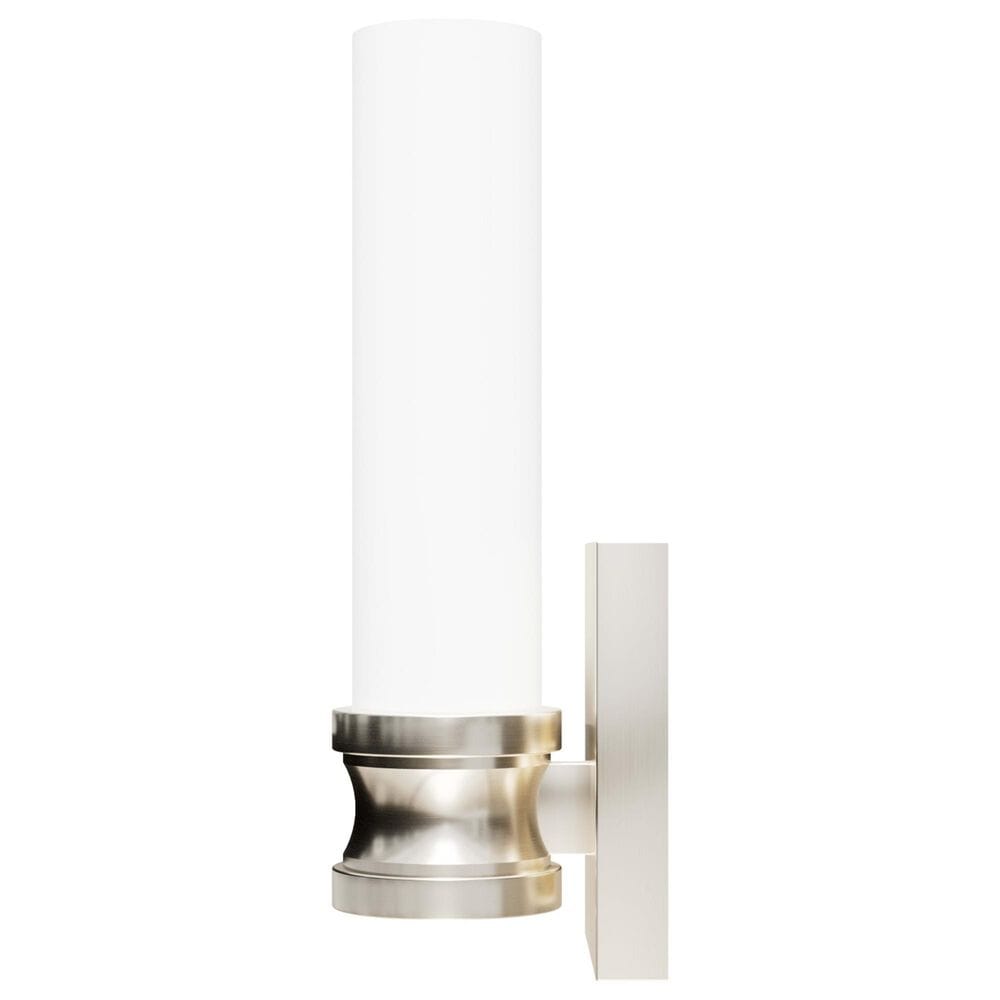 Hunter Lenlock 1-Light Wall Sconce with Cased White Shade in Brushed Nickel, , large