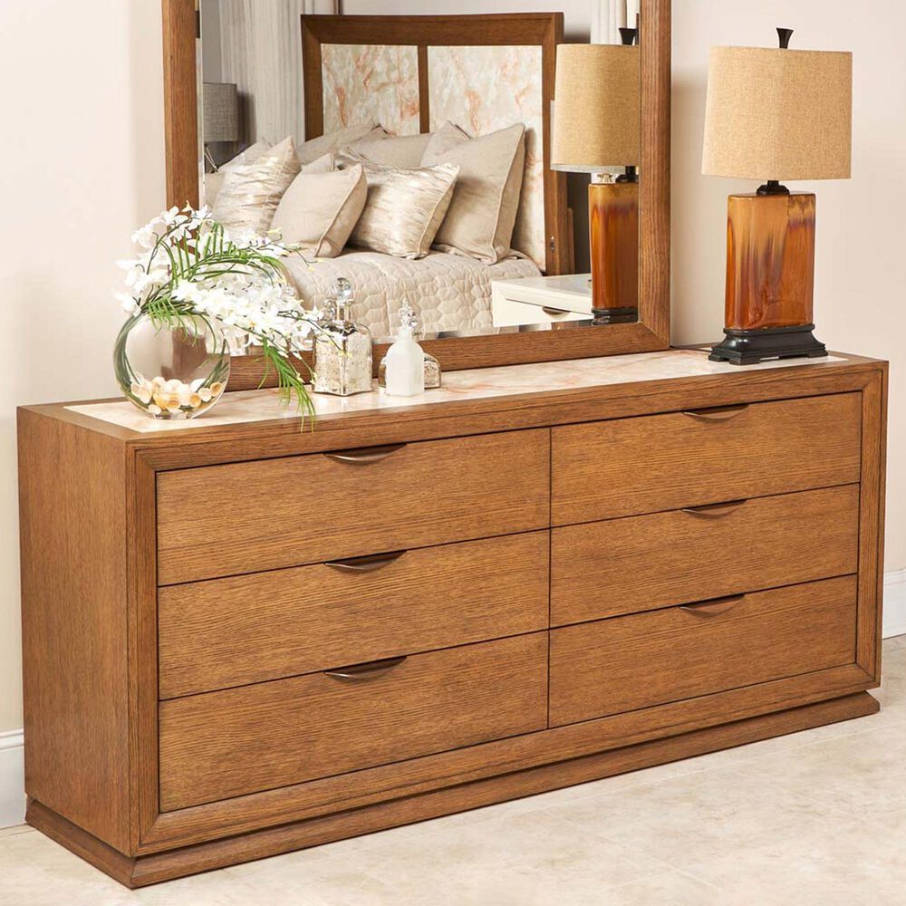 Vista Haus Portrait 6-Drawer Large Dresser with LED Lights in Sienna Brown, , large