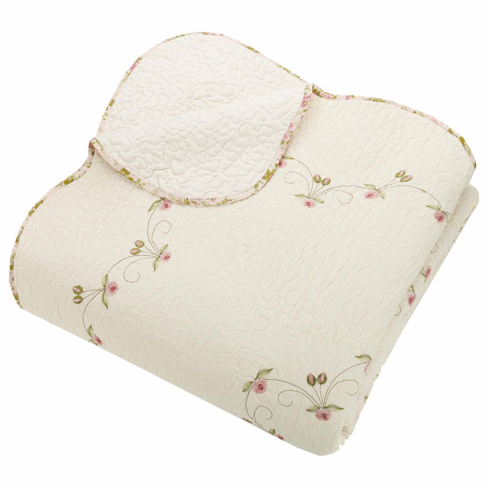 Peking Handicraft Felisa Queen Bedspread in Cream, , large