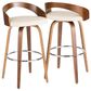 LumiSource Grotto 30" Bar Stool with Cream Upholstery in Walnut Wood and Chrome (Set of 2), , large