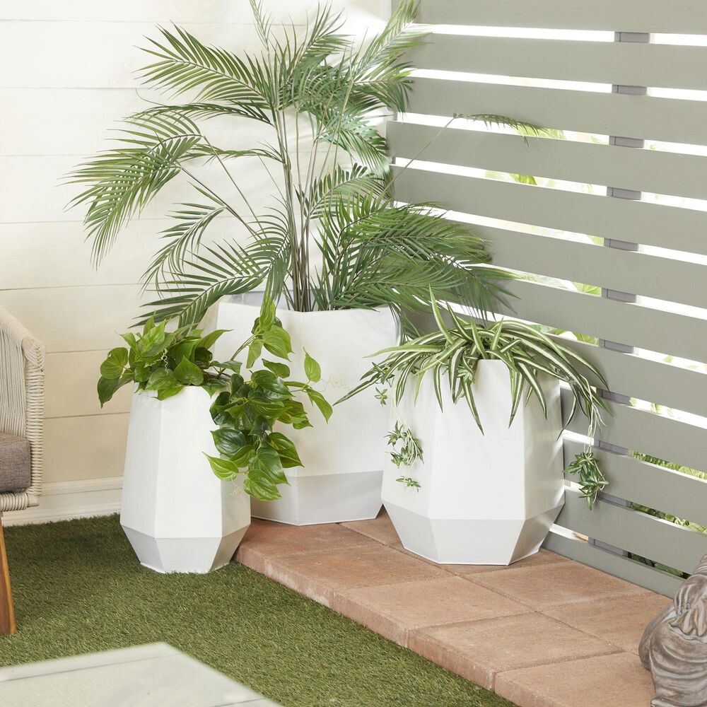 Maple and Jade Hexagon Planter in Satin White &#40;Set of 2&#41;, , large