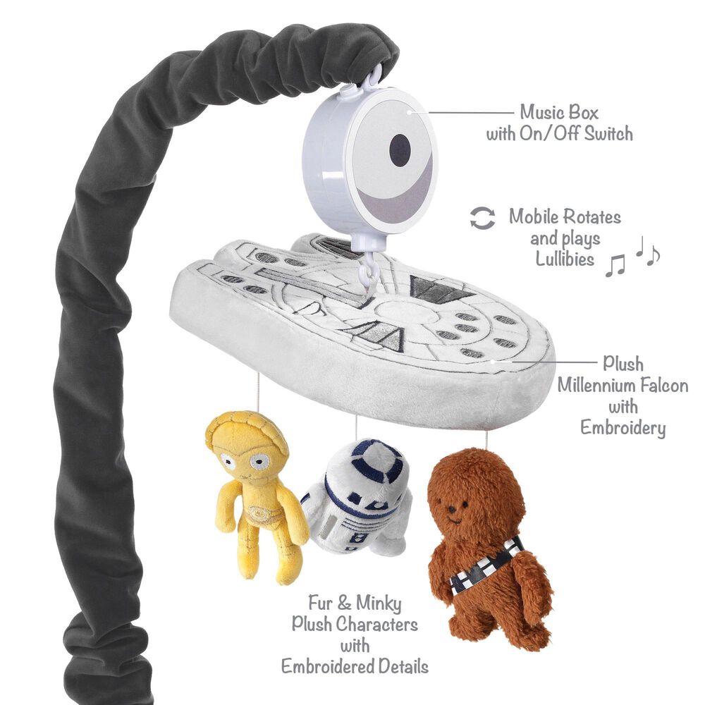 Lambs and Ivy Star Wars Signature Millennium Falcon Musical Baby Crib Mobile in Blue, White, Yellow and Black, , large