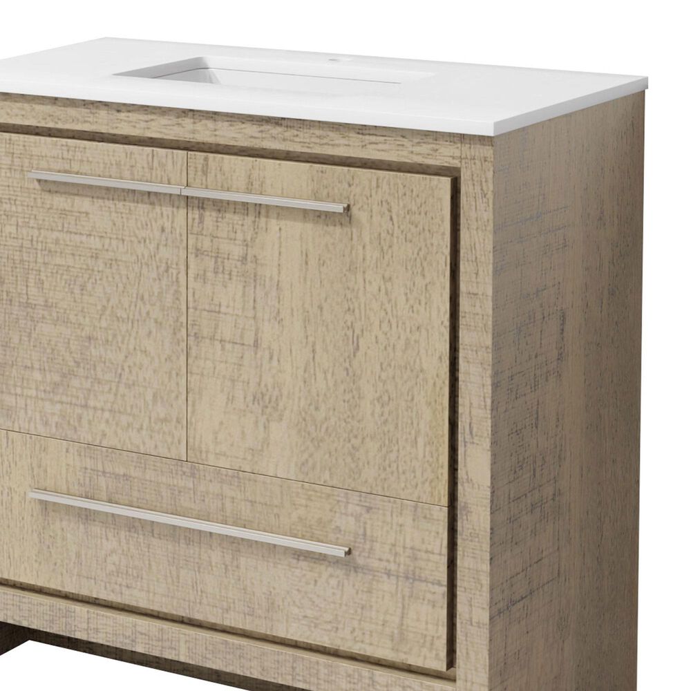 Lexora Home Lafarre 36" Single Bathroom Vanity in Rustic Acacia with 2 cm White Quartz Top and Rectangular Sink, , large