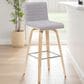 Armen Living Vienna Swivel Bar Height Stool with Gray Upholstery in Patterned Oak, , large