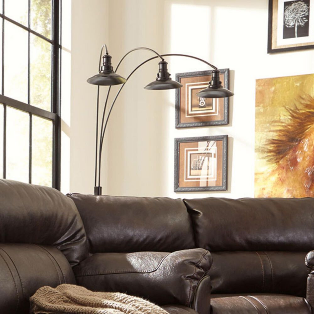 Ashley Sheriel Metal Arc Floor Lamp in Black, , large