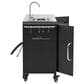 HOMLUX 55.5" Outdoor Kitchen Island with Sink in Black and Stainless Steel, , large