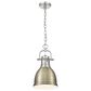 Golden Lighting Duncan 1-Light Small Pendant with Chain and Aged Brass Shade in Pewter, , large