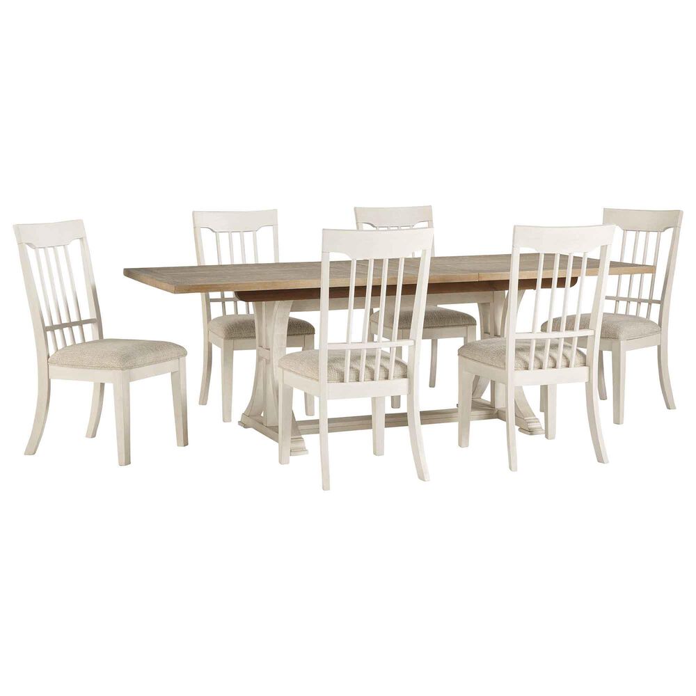 Ashley Trestle Dining Table and Chairs in Antique White and Brown, , large