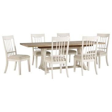 Ashley Trestle Dining Table and Chairs in Antique White and Brown, , large
