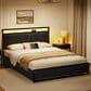 HOMLUX Full Upholstered Platform Storage Bed Frame in Black, , large