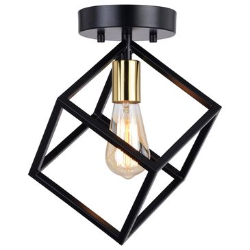 Vaxcel Deering 1-Light Flush Mount in Matte Black and Satin Brass, , large