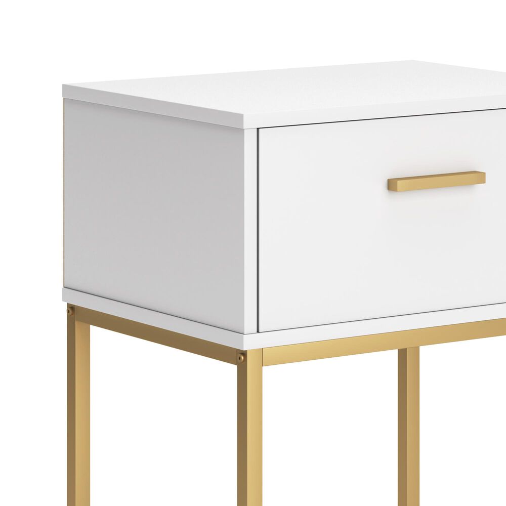 Ashley Socalle 1-Drawer Nightstand in Matte White and Gold, , large