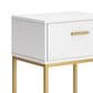 Ashley Socalle 1-Drawer Nightstand in Matte White and Gold, , large