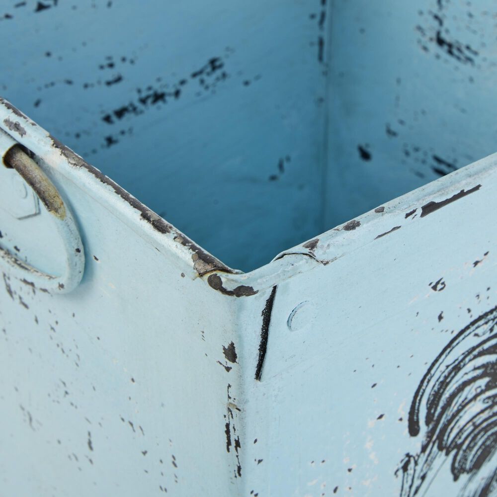 Maple and Jade 11&quot; Vintage Metal Planter in Light Blue, , large