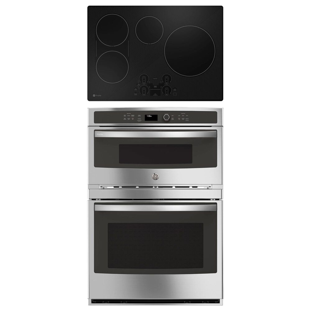 GE Profile 2-Piece Kitchen Package with Stainless Steel 30" Built-In Microwave Combination Wall Oven and Black 30" Energy Star Induction Cooktop, , large