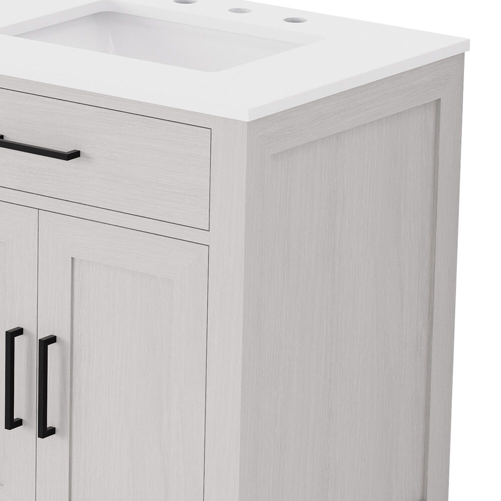 Lexora Home Abbey 72&quot; Double Bathroom Vanity in White Oak with 2 cm White Cultured Marble Top and Rectangular Sinks, , large