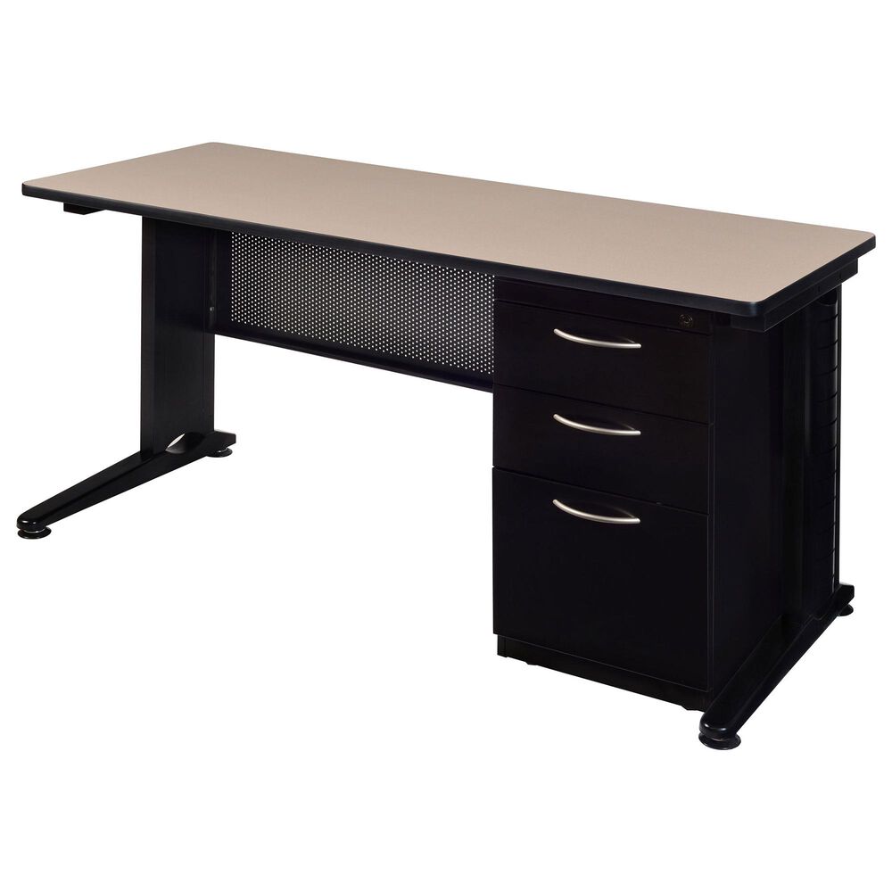 Fusion 66" x 30" Pedestal Desk in Beige, , large