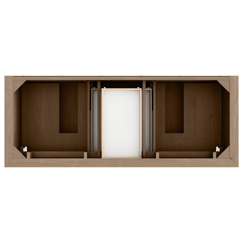 James Martin Vanities Brookfield 60&quot; Double Bathroom Vanity in Pecan with 3 cm White Zeus Quartz Top and Rectangular Sinks, , large